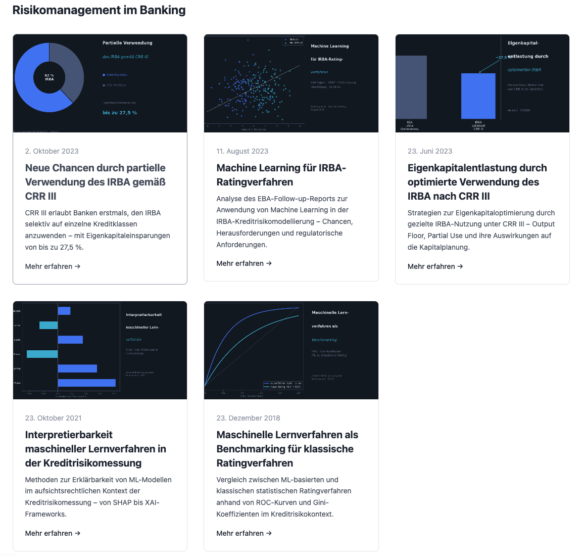 Die Forschungsseite mit der neu angelegten Banking-Rubrik